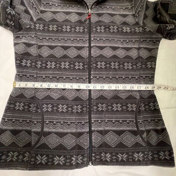 Woolrich Andes Fleece Grey Printed Zip Up Jacket Women Size Large, navaho print - Picture 3 of 7